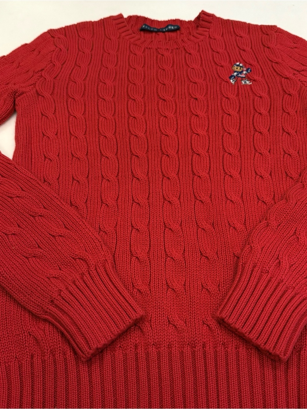 Ralph Lauren Women’s Polo Bear Cable Knit Sweater Red Sz S NWOT - Picture 9 of 15